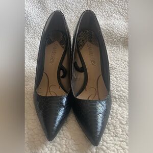 Sam & Libby Black Snakeskin Heels
